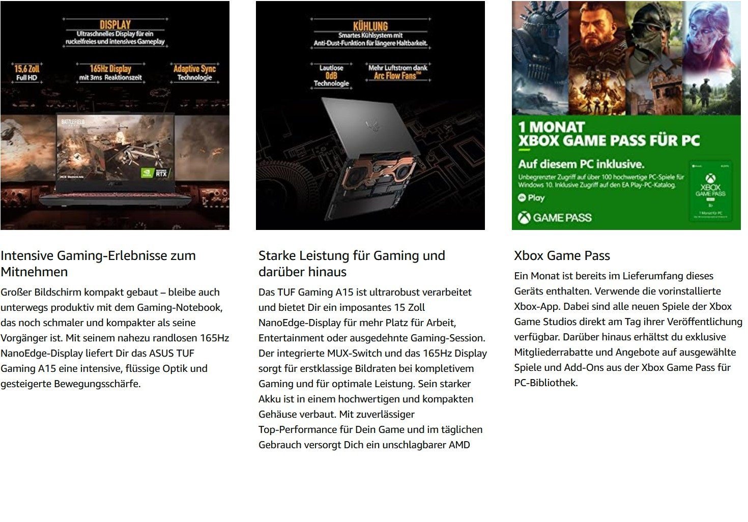 Asus Laptop TUF Gaming A15 (15,6 Zoll WQHD AMD R7 16GB RAM 1TB SSD RTX3060 Gaming-Notebook (39,60 cm/15,6 Zoll, AMD Ryzen 7 6800H, RTX 3060, 1000 GB SSD, Laptop Gaming Computer PC Notebook 15 Zoll Business ASUS Gamer Zocker)
