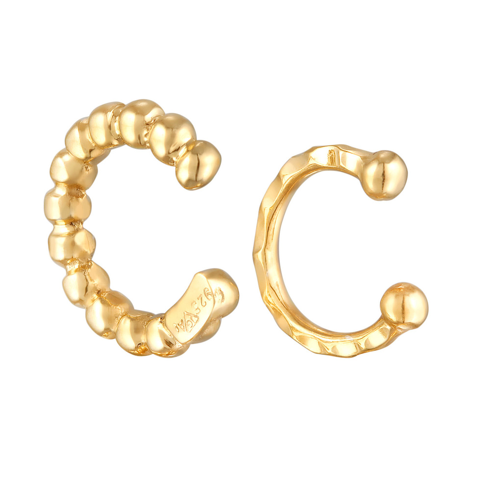 Elli Elli Boucles d'Oreilles Femmes Earcuff Set Boules Martelé en argent sterling 925 Boucles d'oreilles