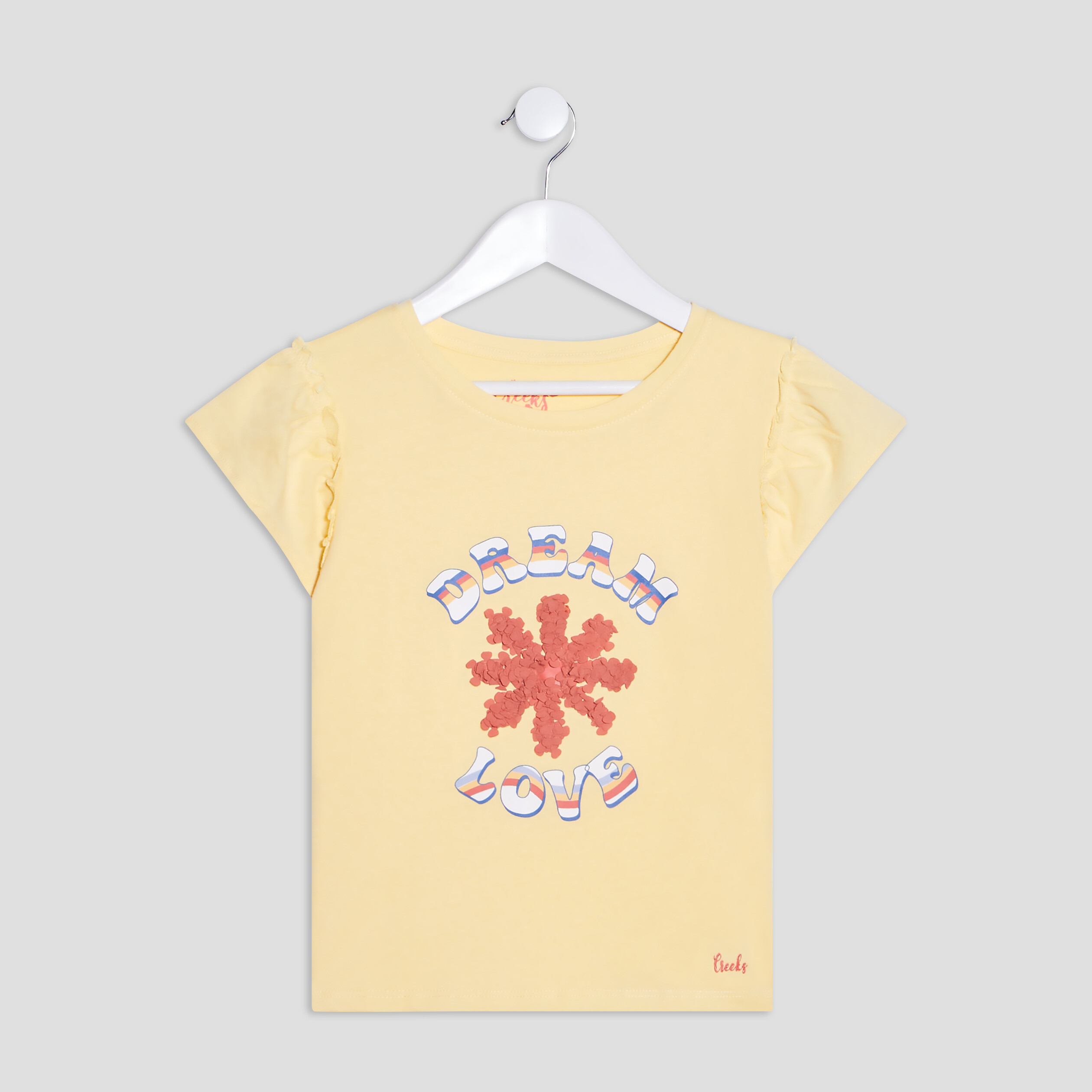 T-shirt manches courtes jaune pastel fille | La Halle