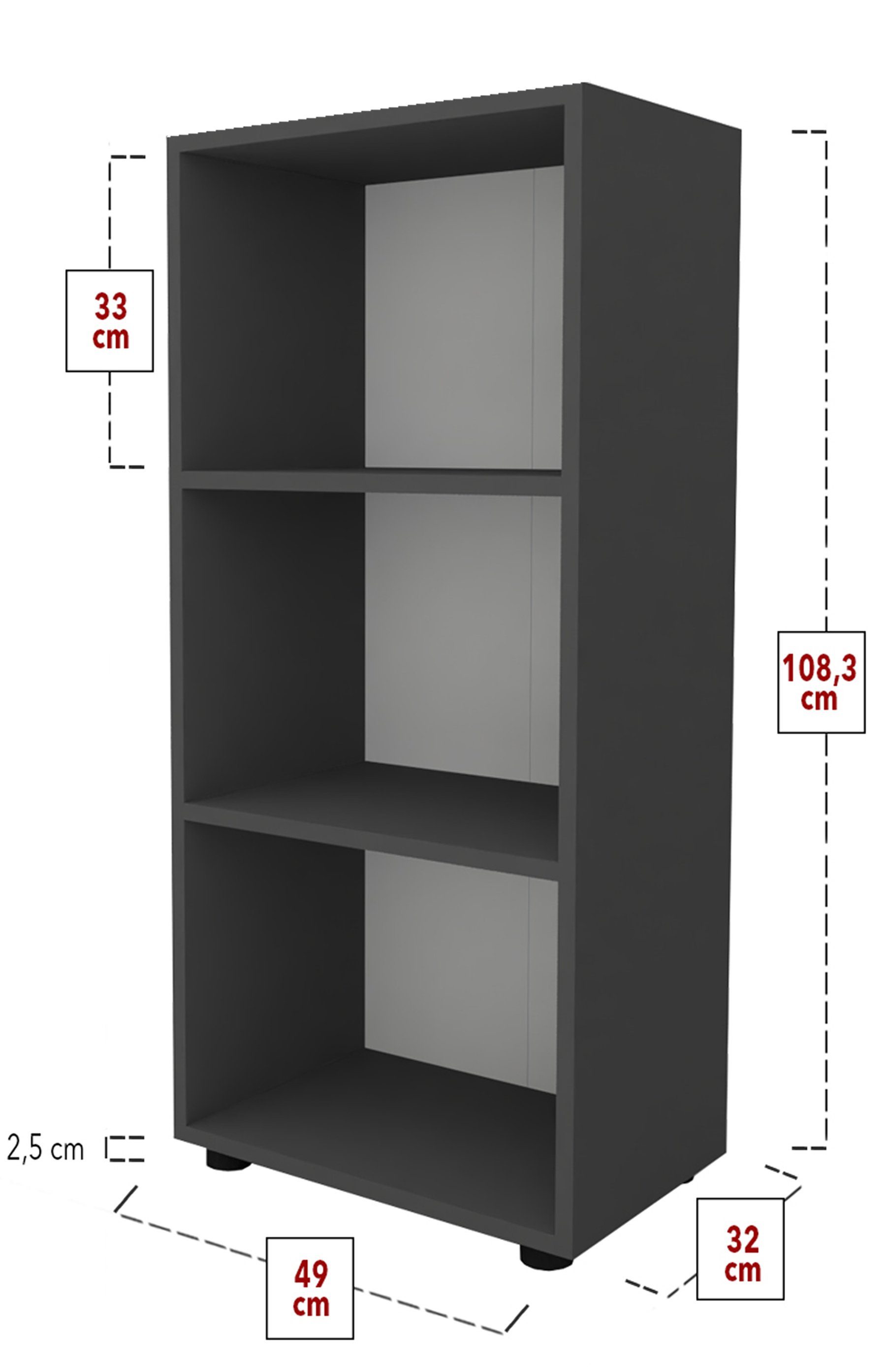 VCM Aktenregal Holz Büro Regal Bücher Ordner Aktenregal Ulas 3f, 1-tlg.