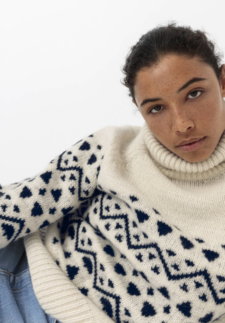 Jacquard-Pullover aus Bio-Merinowolle mit Alpaka