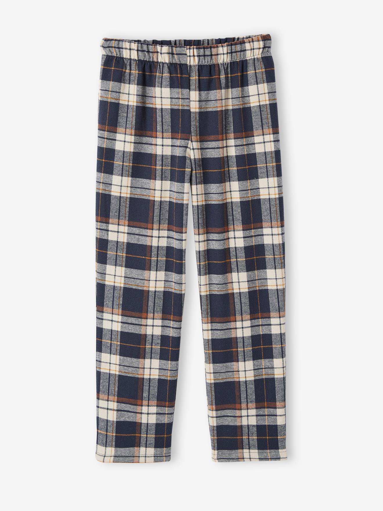 Pyjama castor garçon avec bas en flanelle bleu fonce