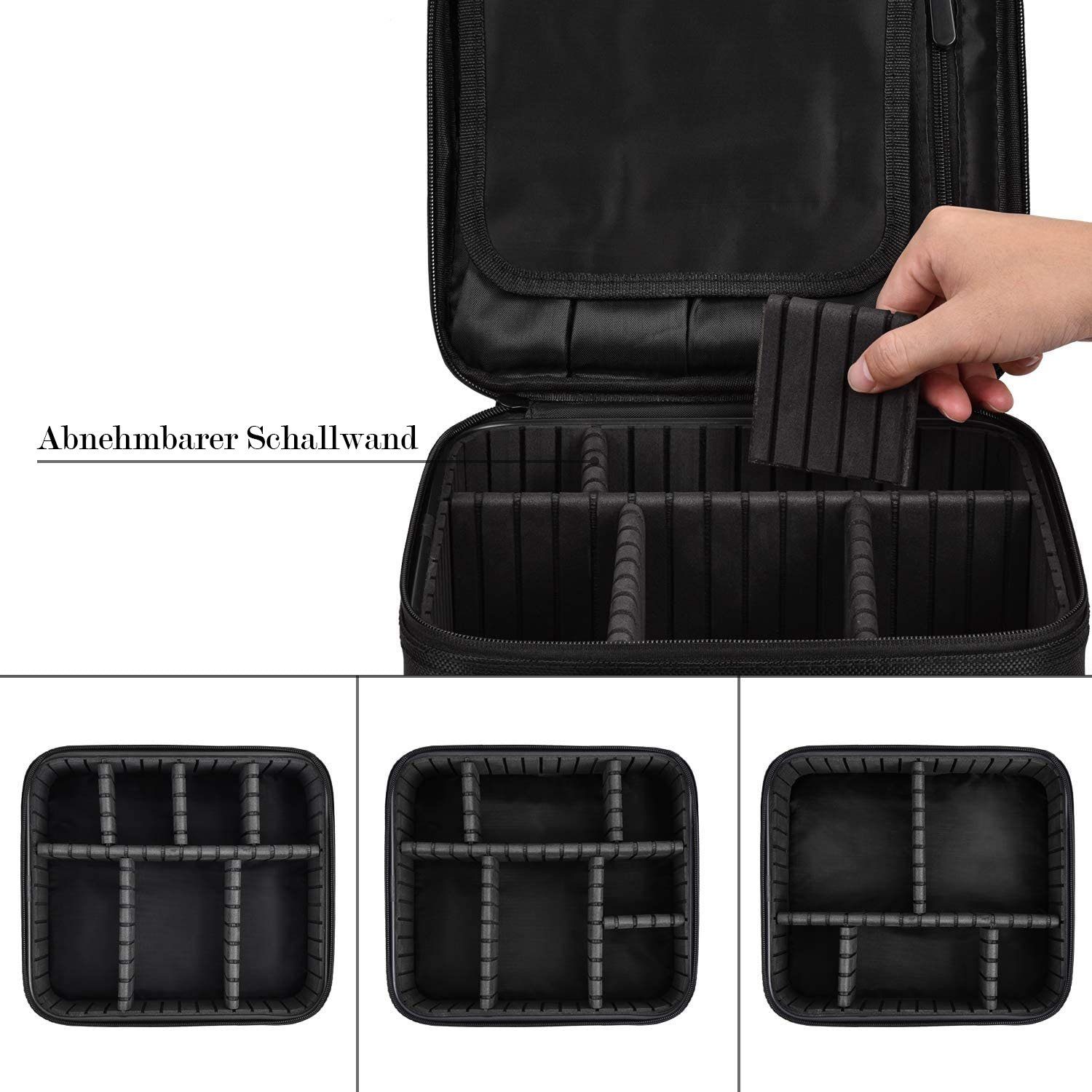 zggzerg Kosmetiktasche Portable Make Up Tasche mit Einstellbarem Teiler