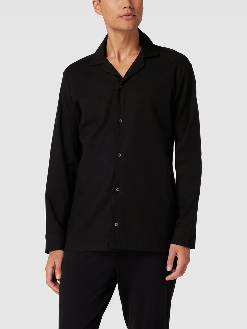 Pyjama-Oberteil mit Reverskragen Modell 'BUTTON' in schwarz