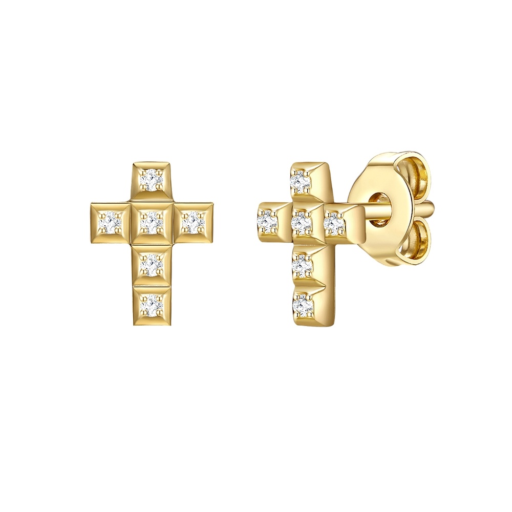 Glanzstücke München Puces d'oreilles en argent Croix Argent sterling Oxyde de zirconium (CZ) en Or ja Boucles d'oreilles