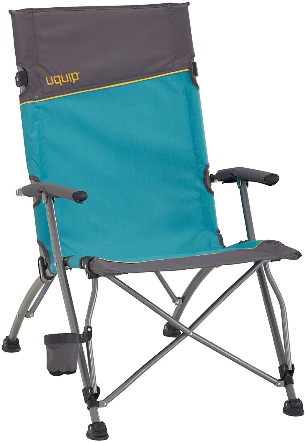 UQUIP Campingstuhl Sidney Campingstuhl - Lounge-Charakter, bis 120 kg Traglast, gepolsterte Armlehnen, breite Standfüße gegen Einsinken in weichem Boden, hohe Lehne