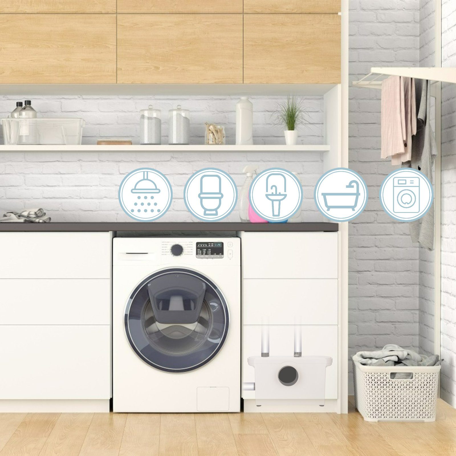 Yakimz Hebeanlage 600W Hebeanlage Zerkleinerer Toilette Kleinhebeanlage Fäkalienpumpe