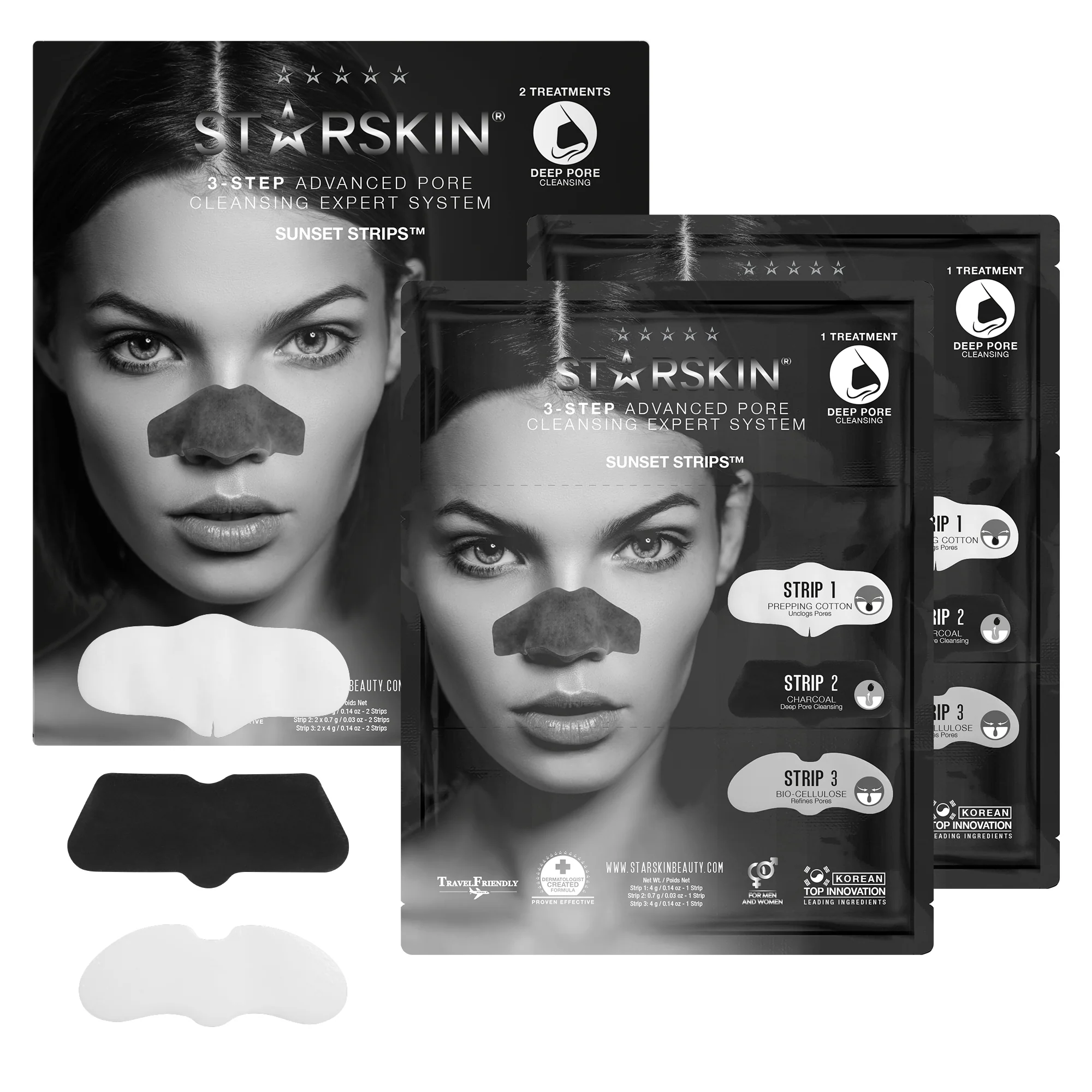 Essentials SUNSET STRIPS™ 3 soļu uzlabota poru attīrīšanas ekspertu sistēma - attīroša sejas maska