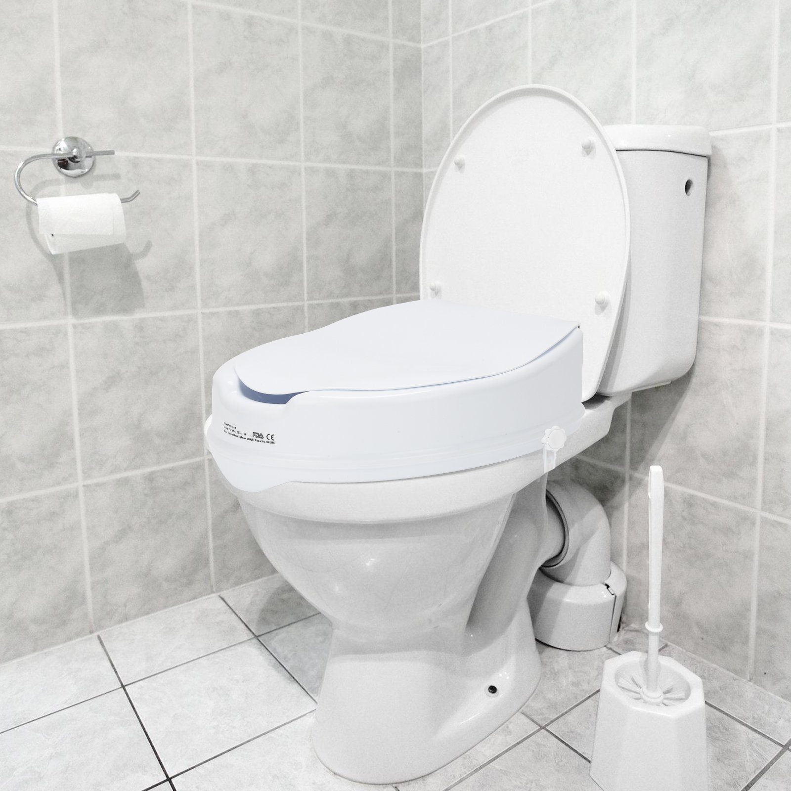 Lospitch Toilettensitzerhöhung Toilettensitzerhöhung mit Deckel 10 cm Toilettenaufsatz bis 150kg, 10 cm