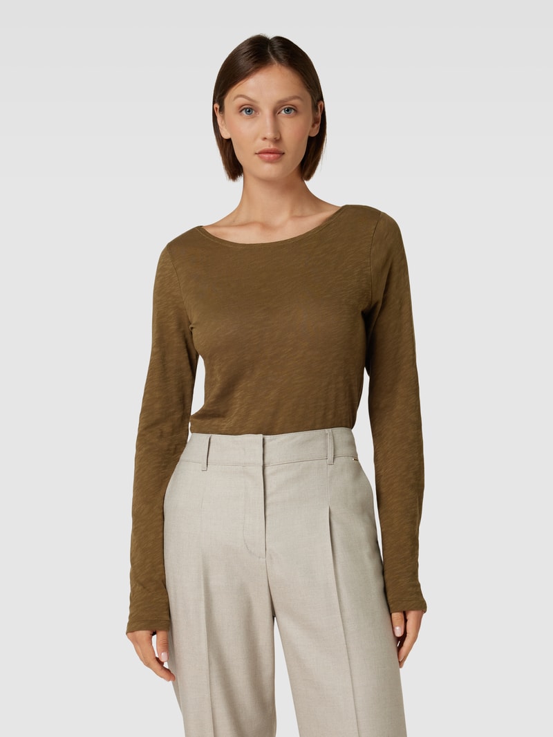 Longsleeve mit U-Boot-Ausschnitt in khaki