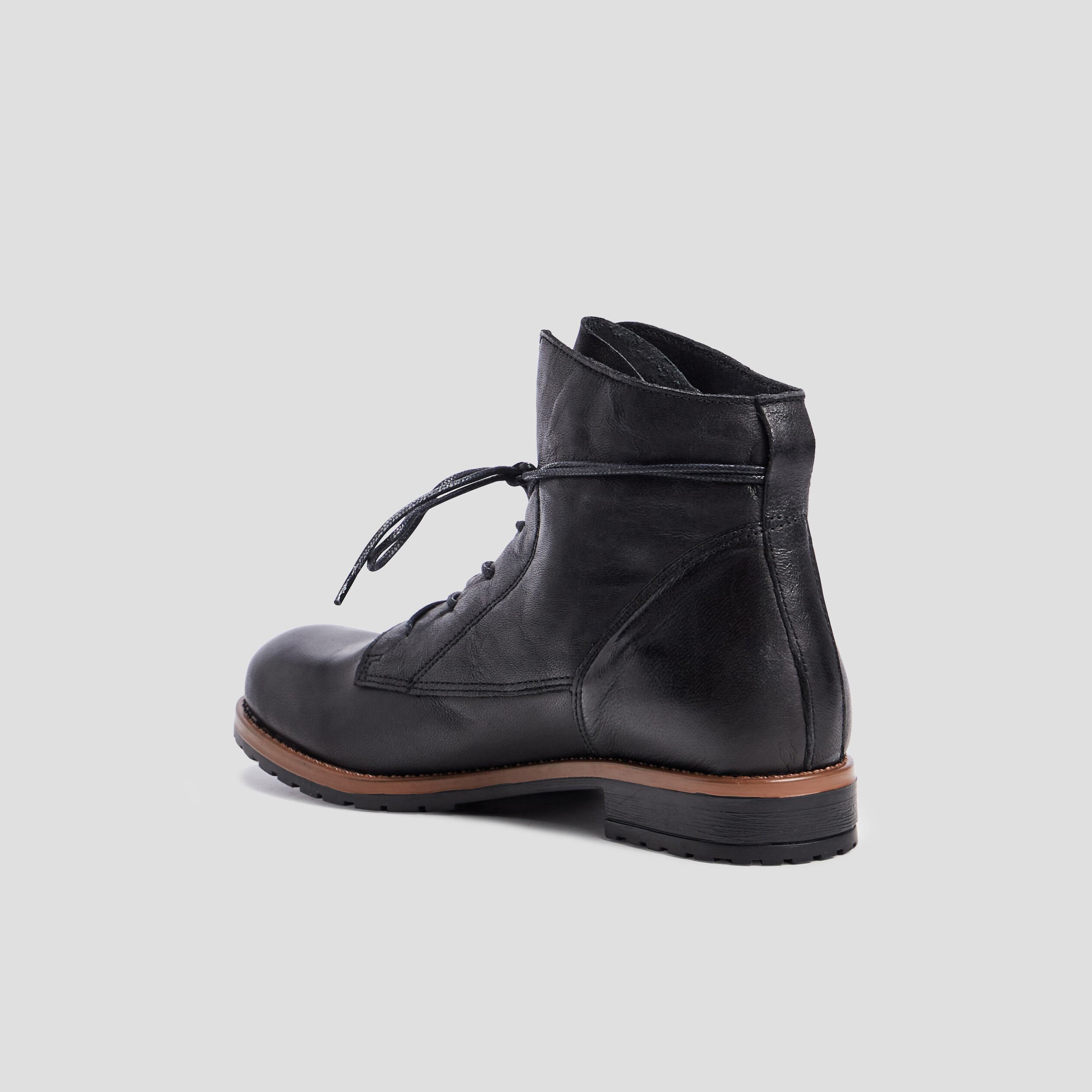Bottines cuir à lacets noir femme | La Halle