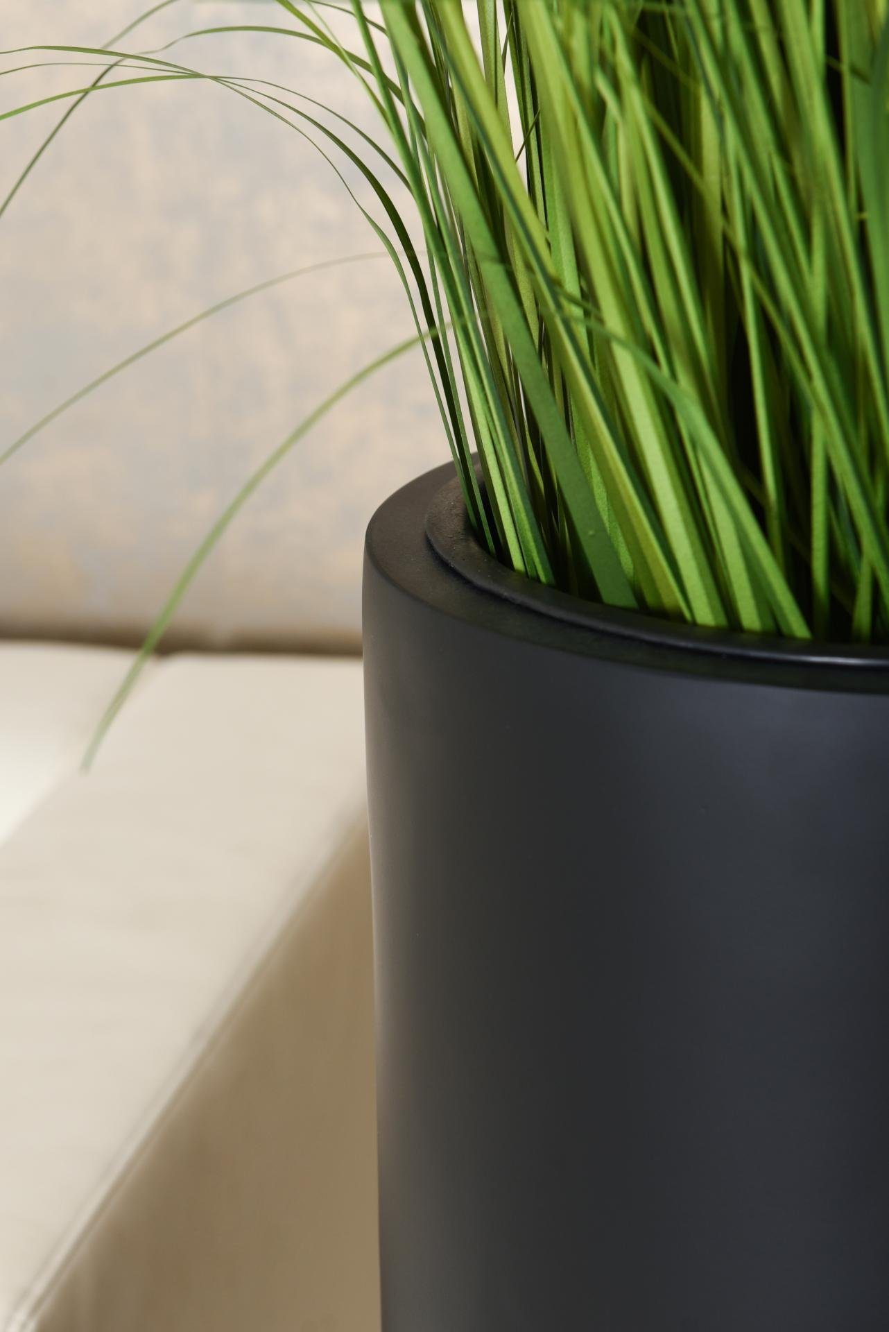 VIVANNO Pflanzkübel Pflanzgefäß Bodenvase SOLERIO Fiberglas Schwarz Matt - 33x100 cm