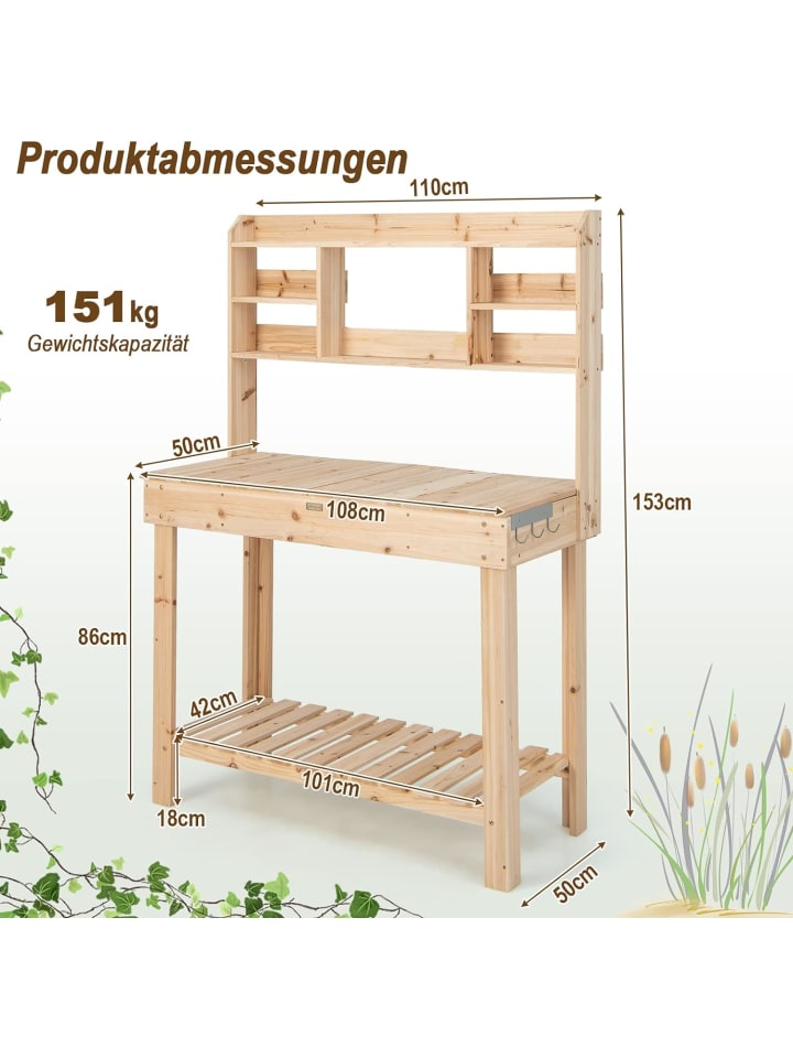 COSTWAY Pflanztisch 108x50x153cm in Beige günstig kaufen onesize