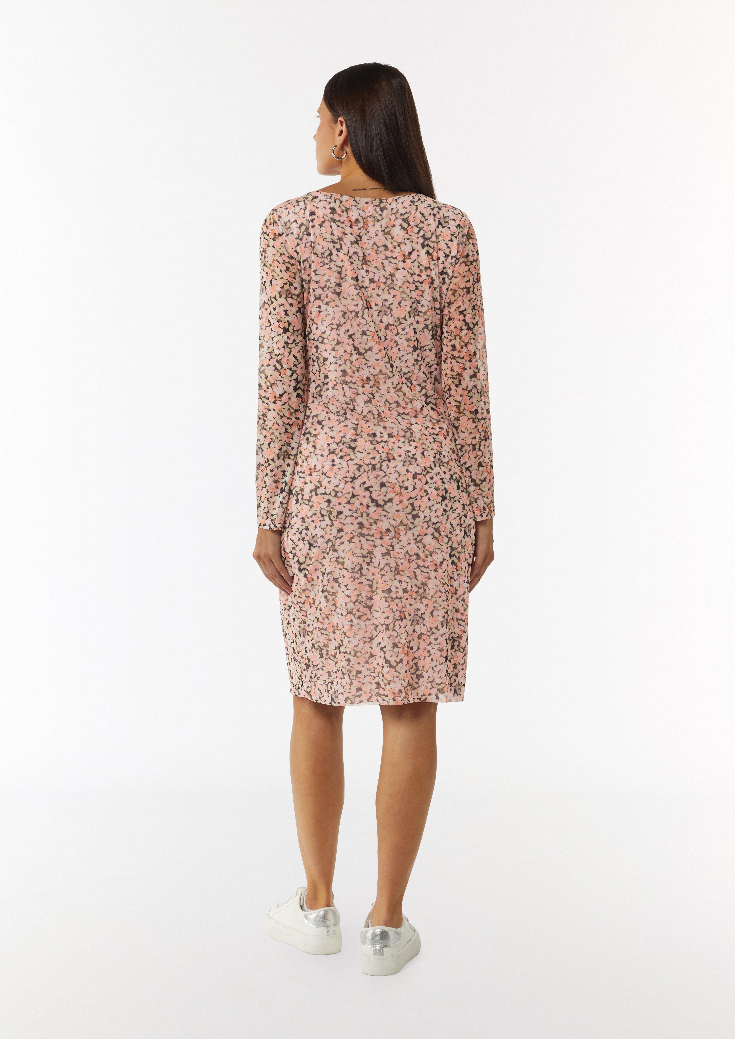 Midikleid aus Mesh mit floralem Print - rosa