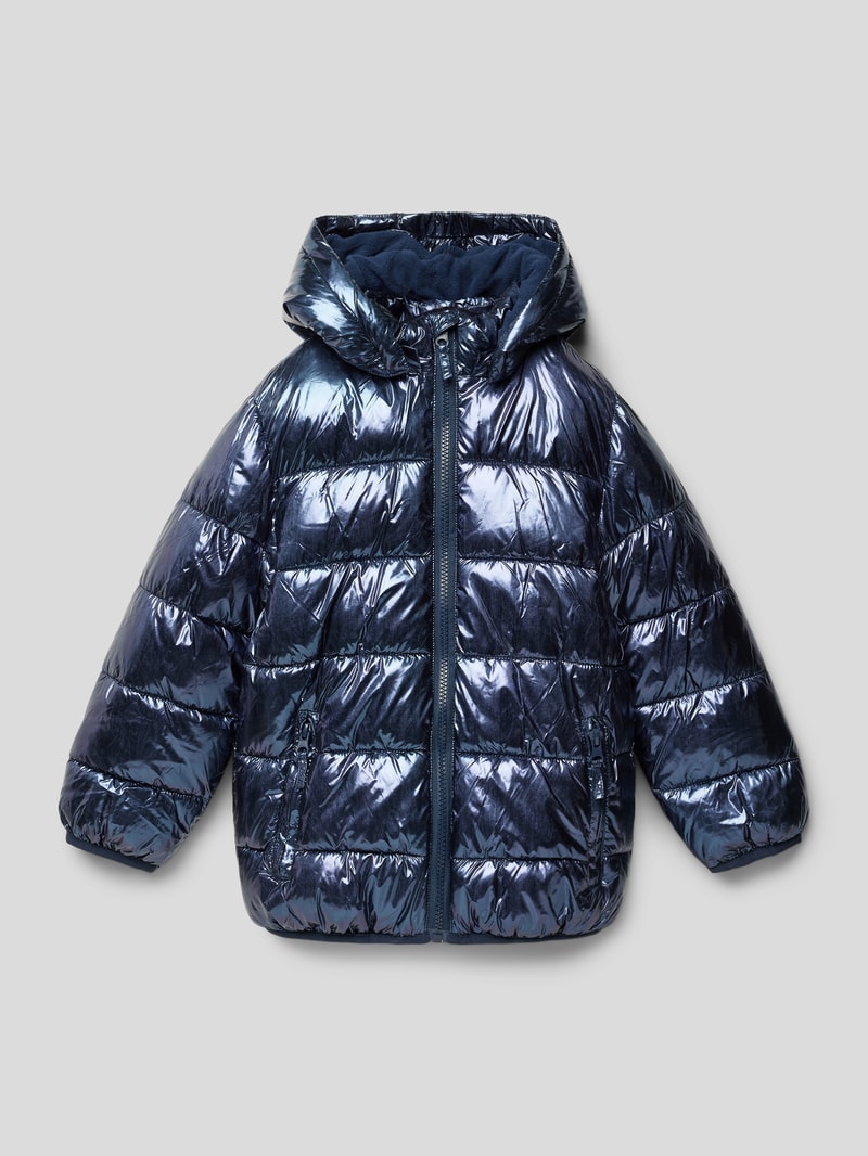 Steppjacke mit abnehmbarer Kapuze in blau