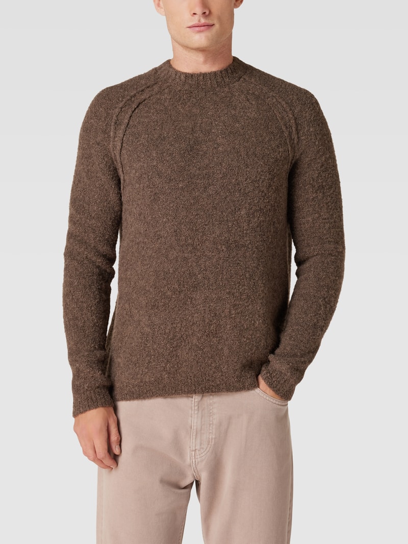 Strickpullover aus Alpaka-Mix mit Rundhalsausschnitt in hellbraun