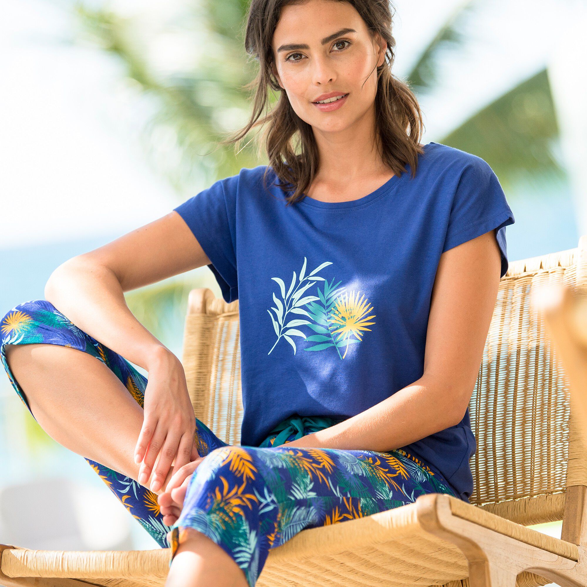 Tee-shirt de pyjama en coton manches courtes