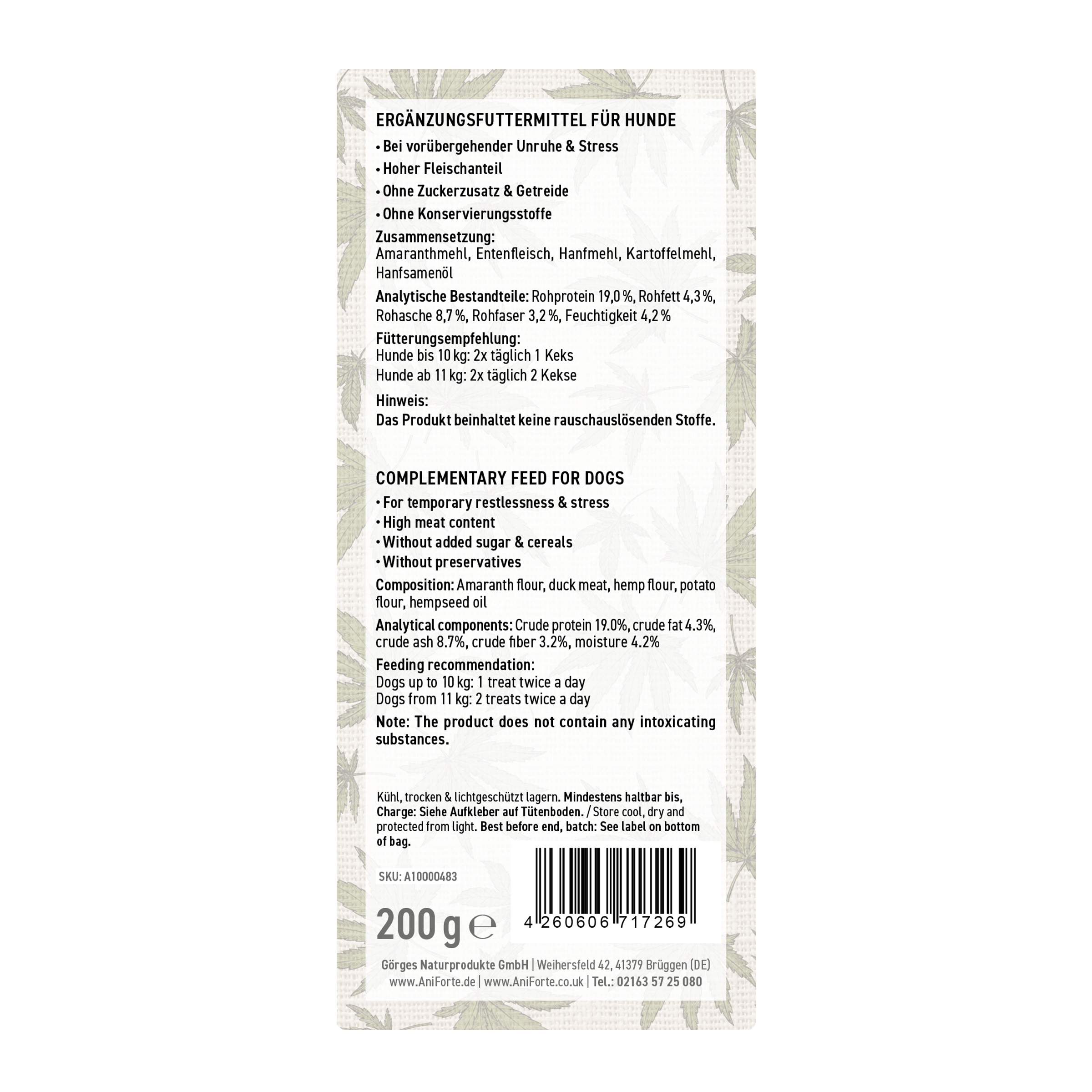 Aniforte Ergänzungsfutter & Aufzucht Aniforte Hanfkekse 200g