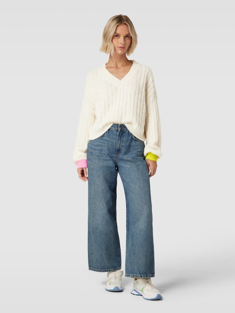 Strickpullover mit Strukturmuster Modell 'INGRID' in offwhite
