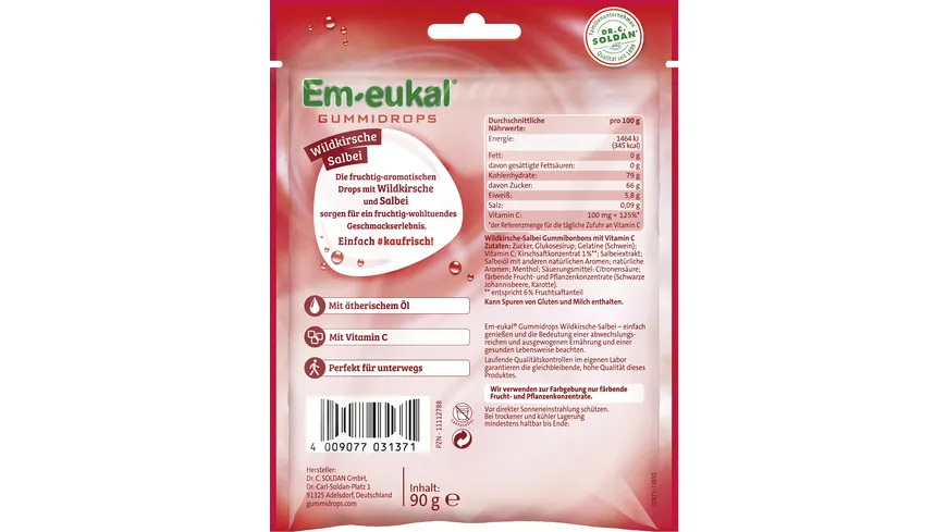 Em-eukal Gummidrops Wildkirsche-Salbei zuckerhaltig 90 g