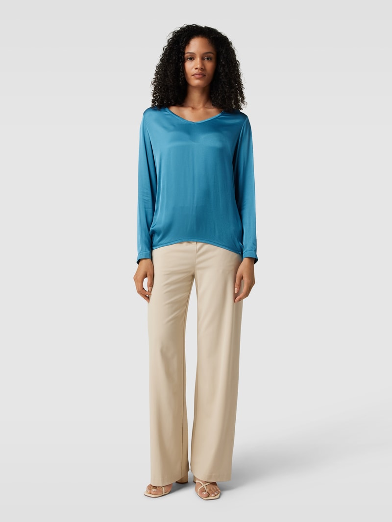 Bluse mit V-Ausschnitt in petrol