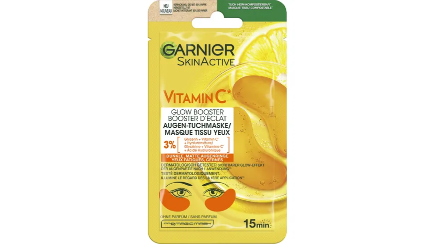 Garnier SkinActive Vitamin C Glow Booster Augen-Tuchmaske