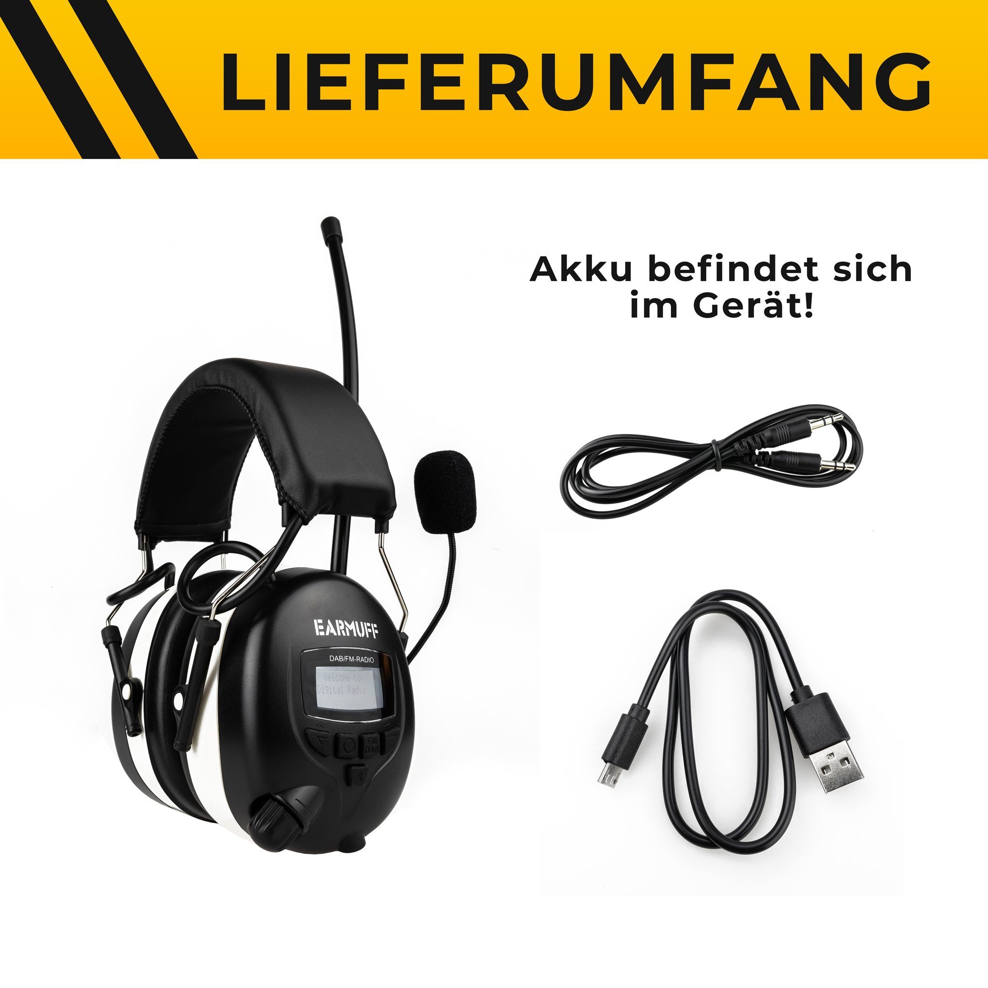 EARMUFF Kapselgehörschutz EARMUFF 31dB DAB+/FM/AUX/Bluetooth, (1 St)