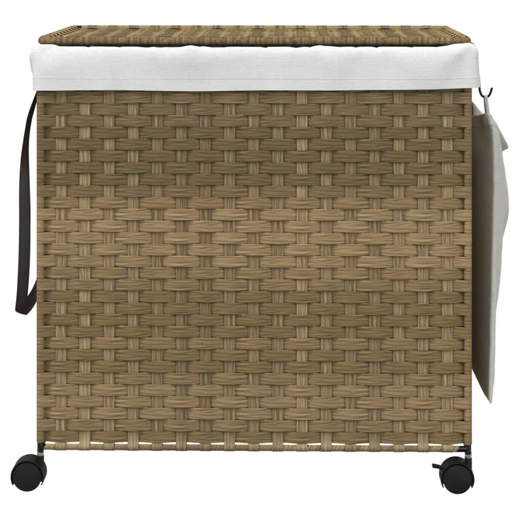vidaXL Wäschekorb Wäschekorb mit Rollen 60x35x60,5 cm Rattan (1 St)