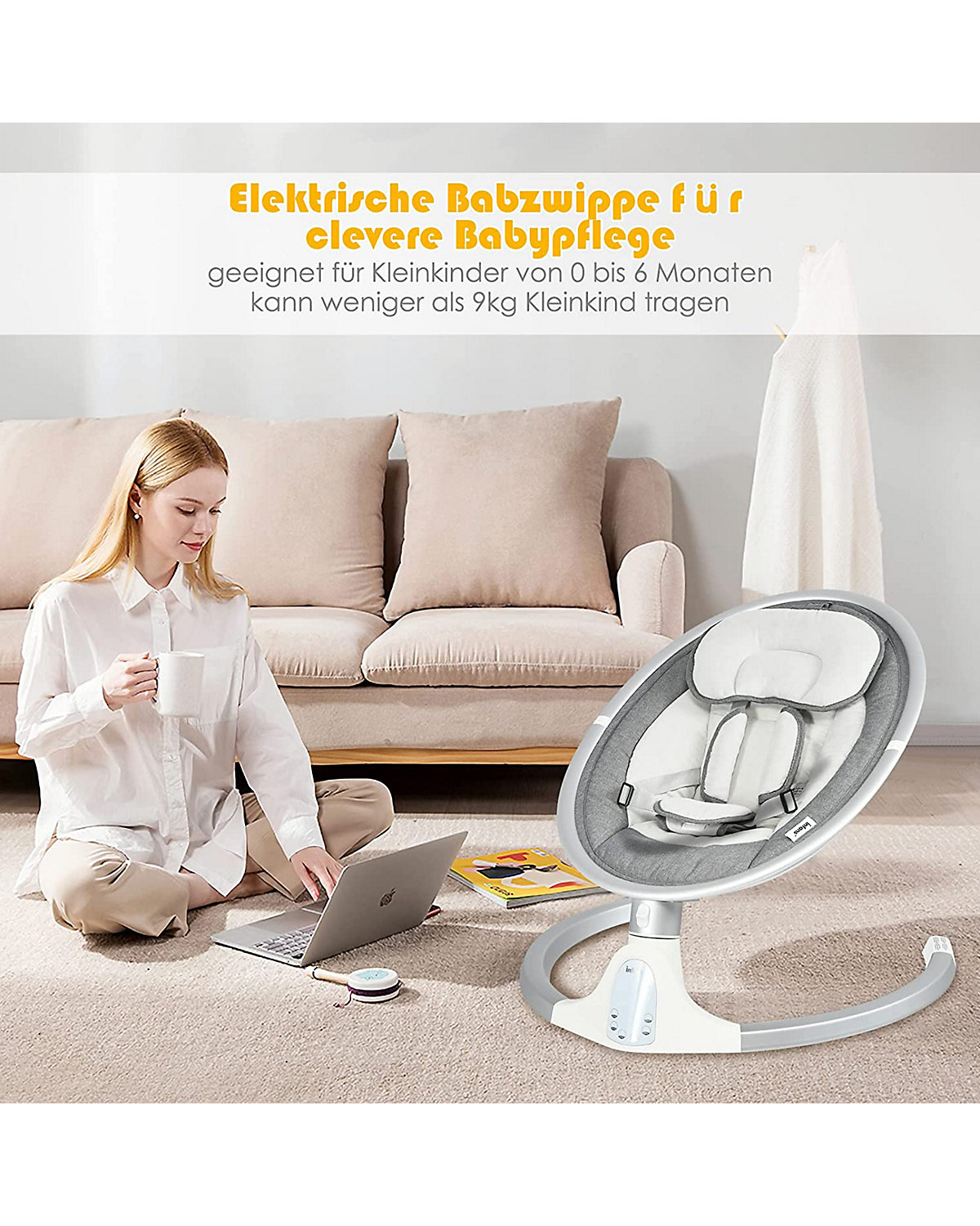 Babywippe 5-fach einstellbar mit Fernbedienung