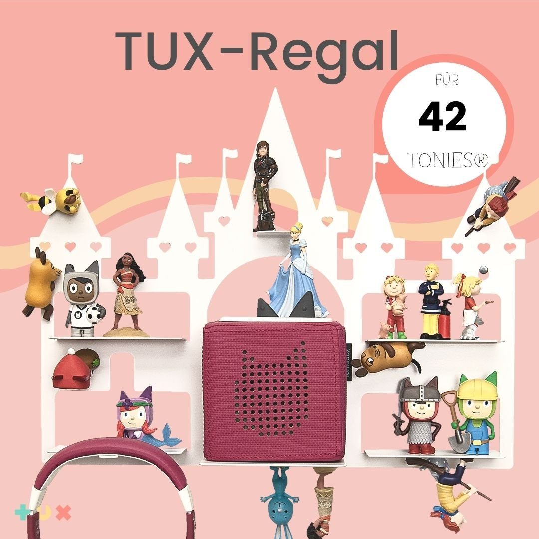 TUX Wandregal TUX-Regal passend für Toniebox und über 40 Tonies 