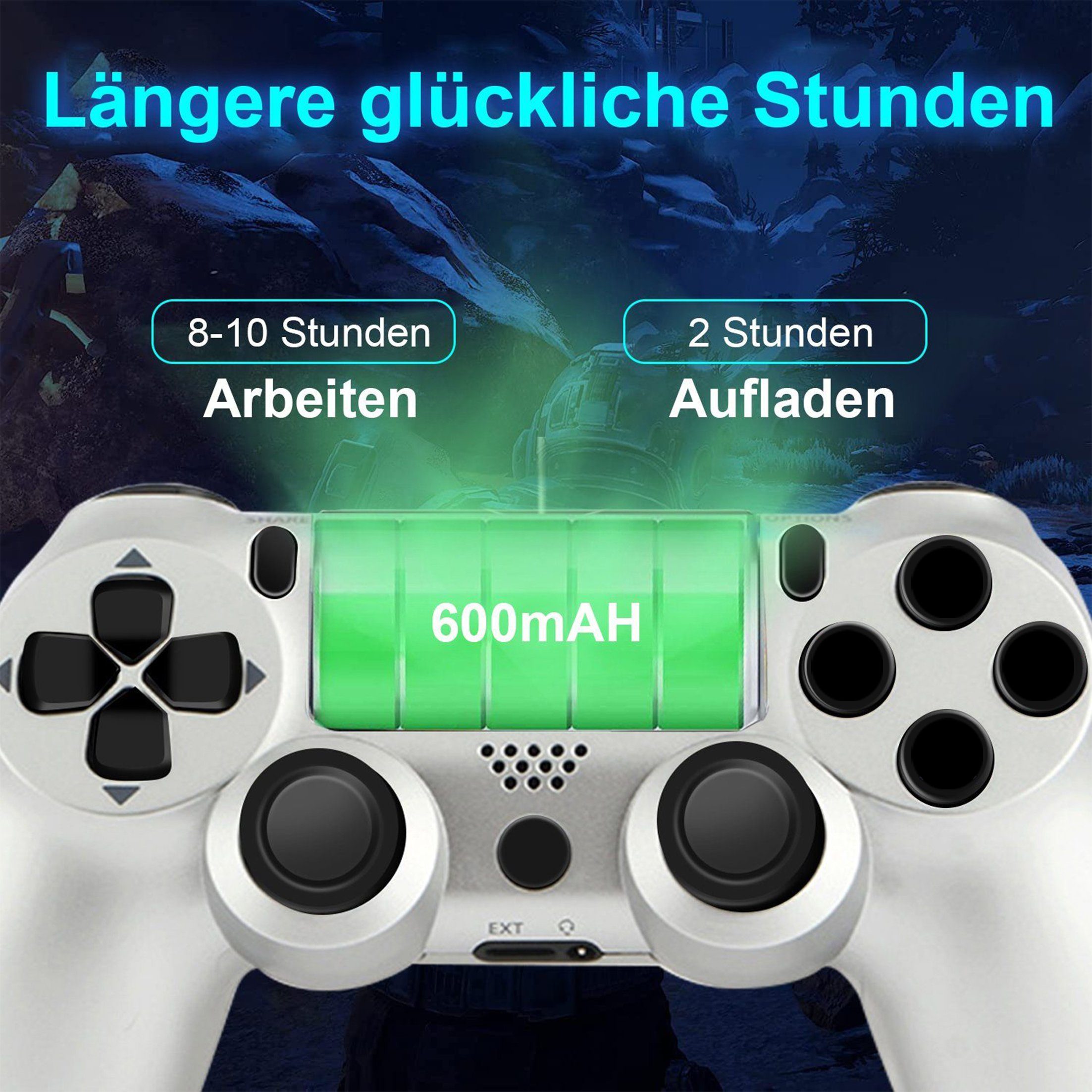 KINSI Wireless Gamepad, Controller, für PS4, Bluetooth PlayStation 4-Controller