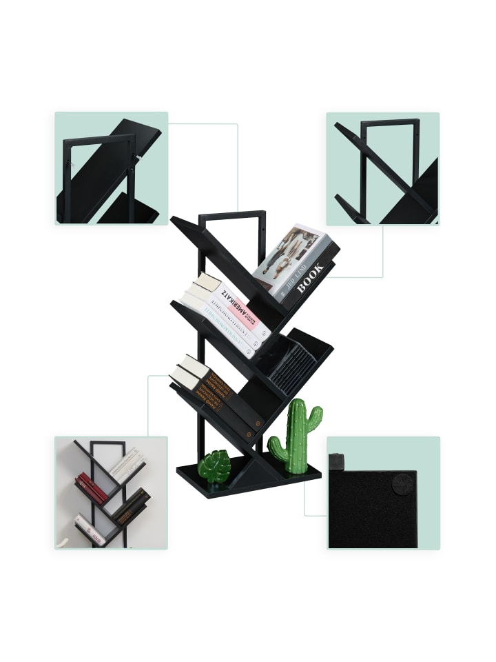 relaxdays Bücherregal in Schwarz - (B)40 x (H)71 x (T)21,5 cm günstig kaufen onesize