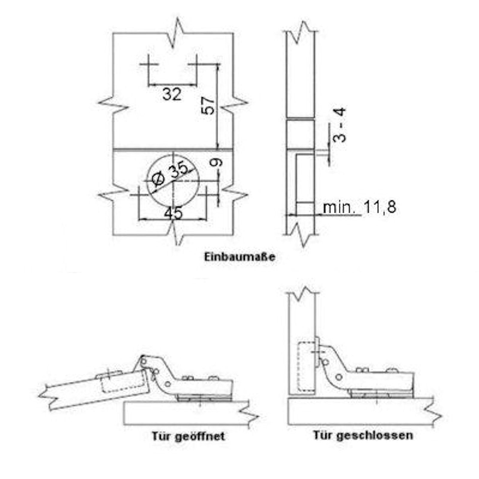 SO-TECH® Möbelbeschlag Topfbänder Innenanschlag 110° mit Dämpfer und Kreuzplatte (1 St)