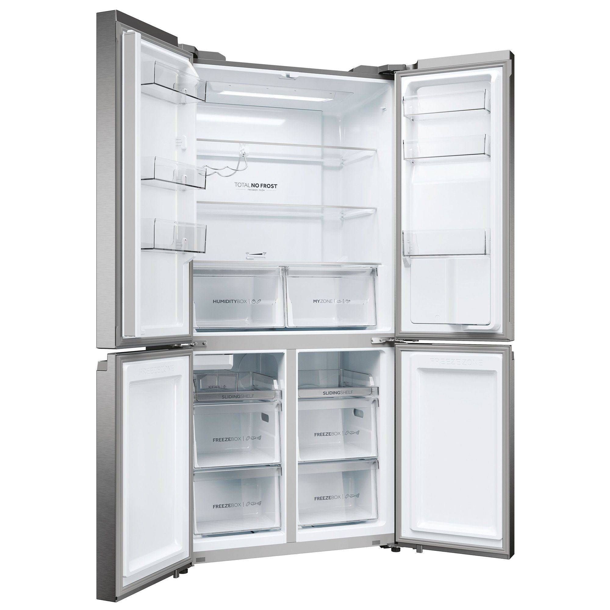Haier Side-by-Side CUBE 90 SERIES 5 Design Edelstahlfront HCR5919EHMP, 190 cm hoch, 90.5 cm breit, XL Slim Line, Wasser Spender, Eiswürfelbereiter, Total No Frost