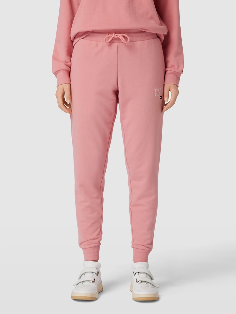 Trackpants mit Label-Stitching in altrosa