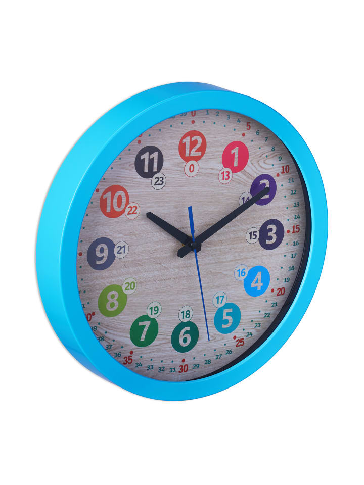 relaxdays Kinder-Wanduhr in Blau - Ø 30 cm günstig kaufen onesize