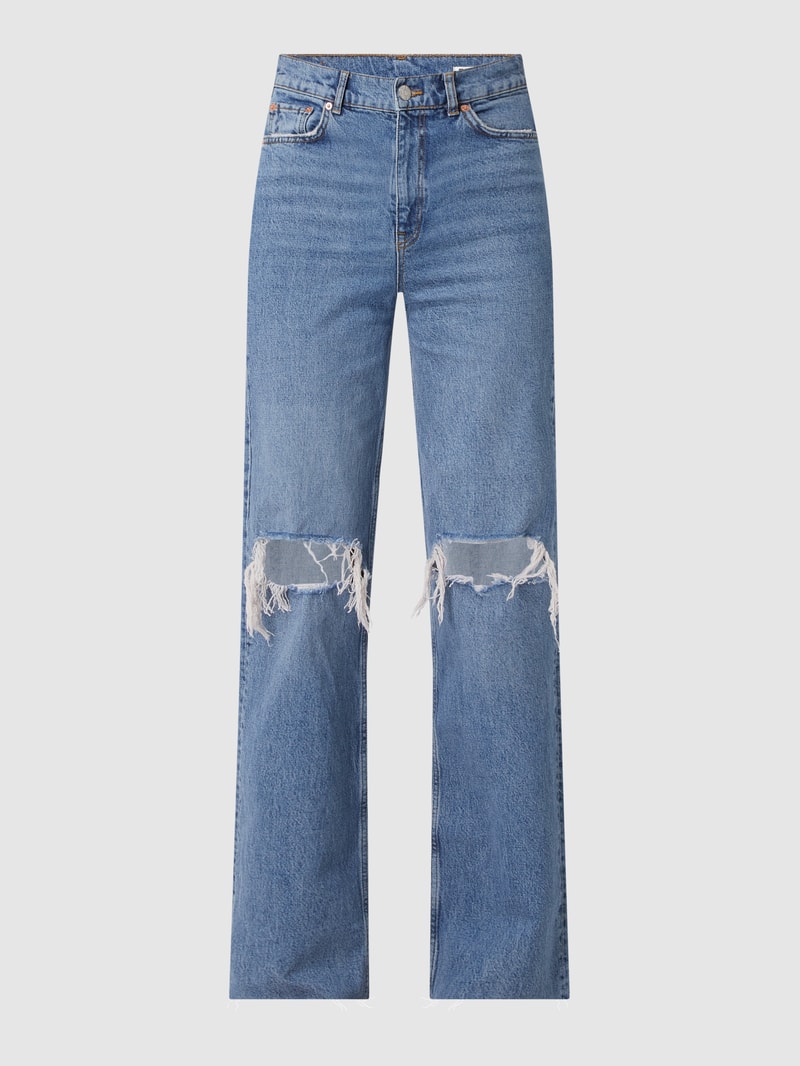 Wide Leg High Waist Jeans mit Stretch-Anteil in dunkelblau