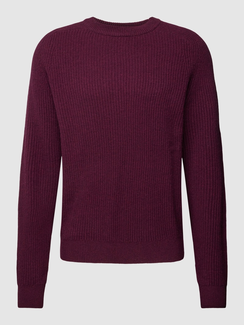Strickpullover mit Rundhalsausschnitt in bordeaux rot meliert