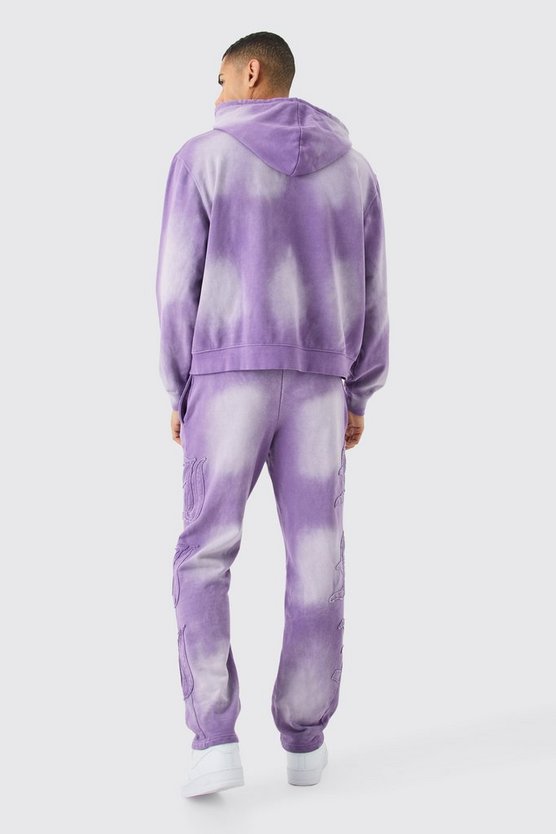 Gebleichter Oversize Hoodie mit 13 Reißverschluss