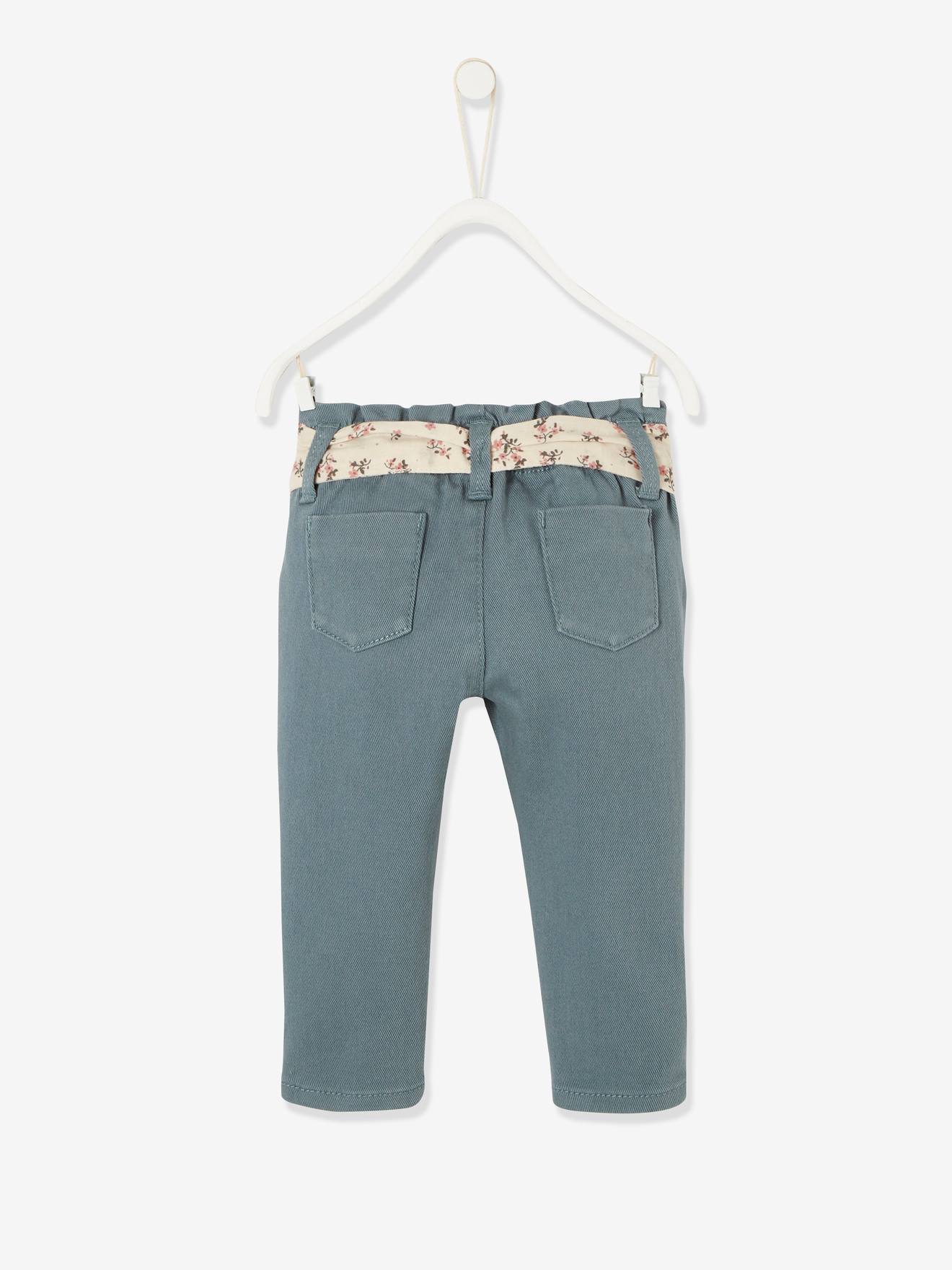 Vertbaudet Baby Hose mit Stoffgürtel - braun
