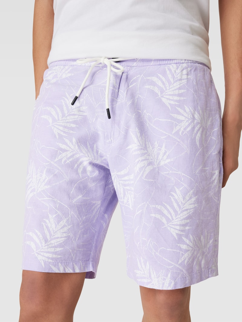 Regular Fit Bermudas mit Streifenmuster in flieder