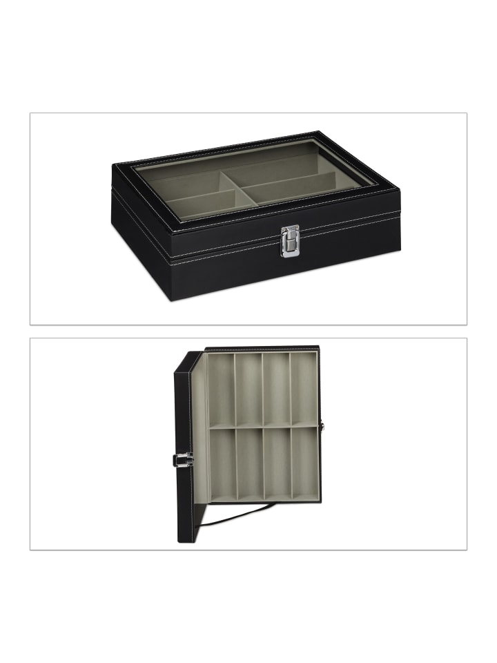relaxdays Brillenbox in Schwarz - (B)33,5 x (H)8,5 x (T)24,5 cm günstig kaufen onesize