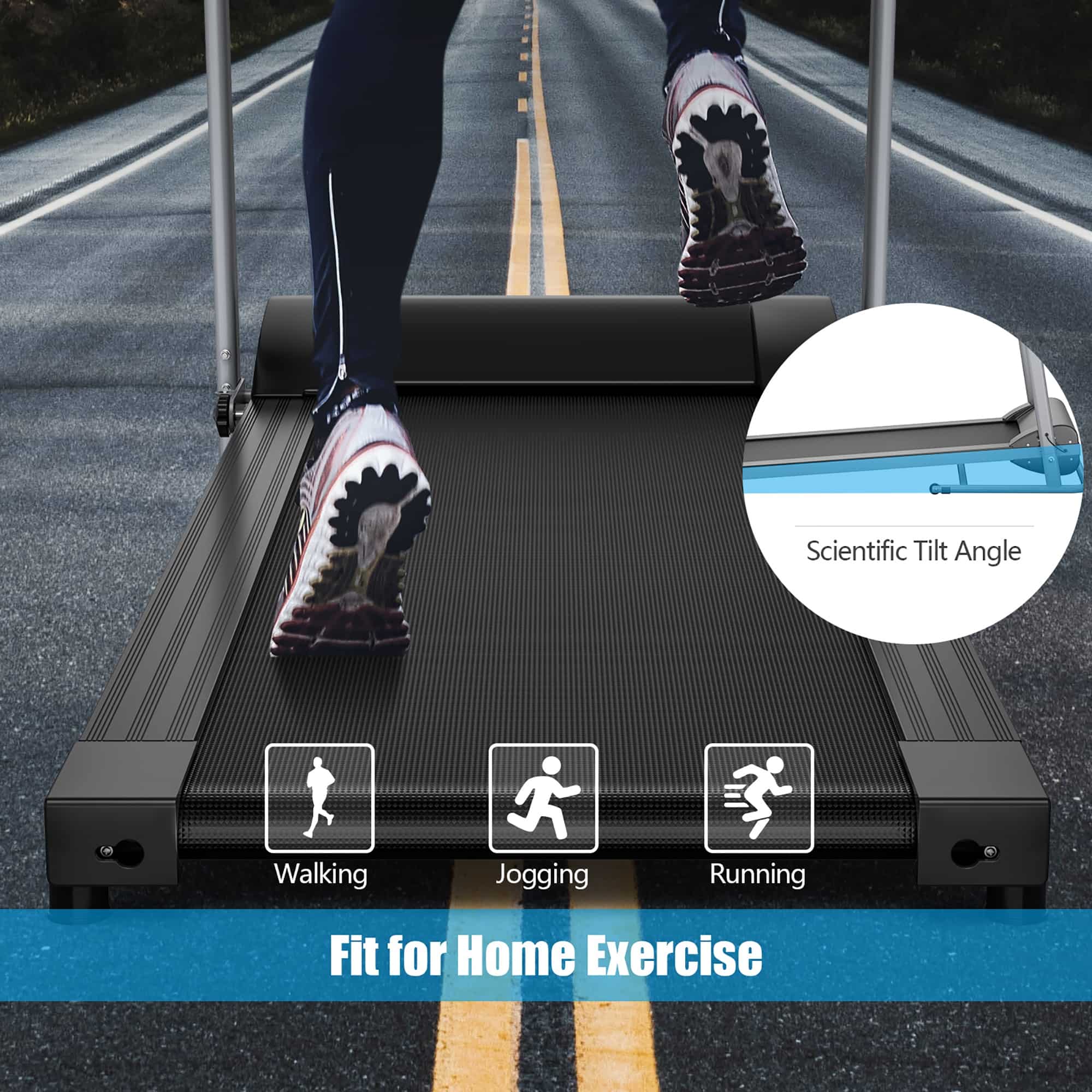 Goplus 1100W Folding Treadmill Electric Support Motorized Power