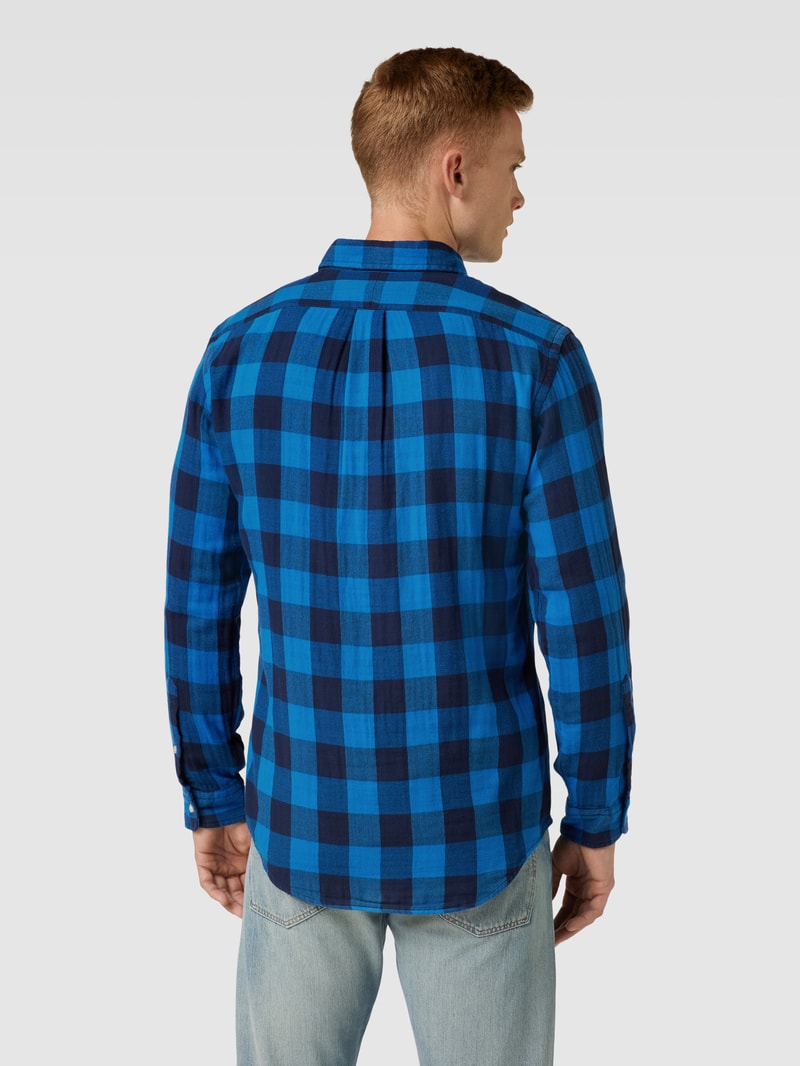 Custom Fit Freizeithemd mit Tartan-Karo in royalblau