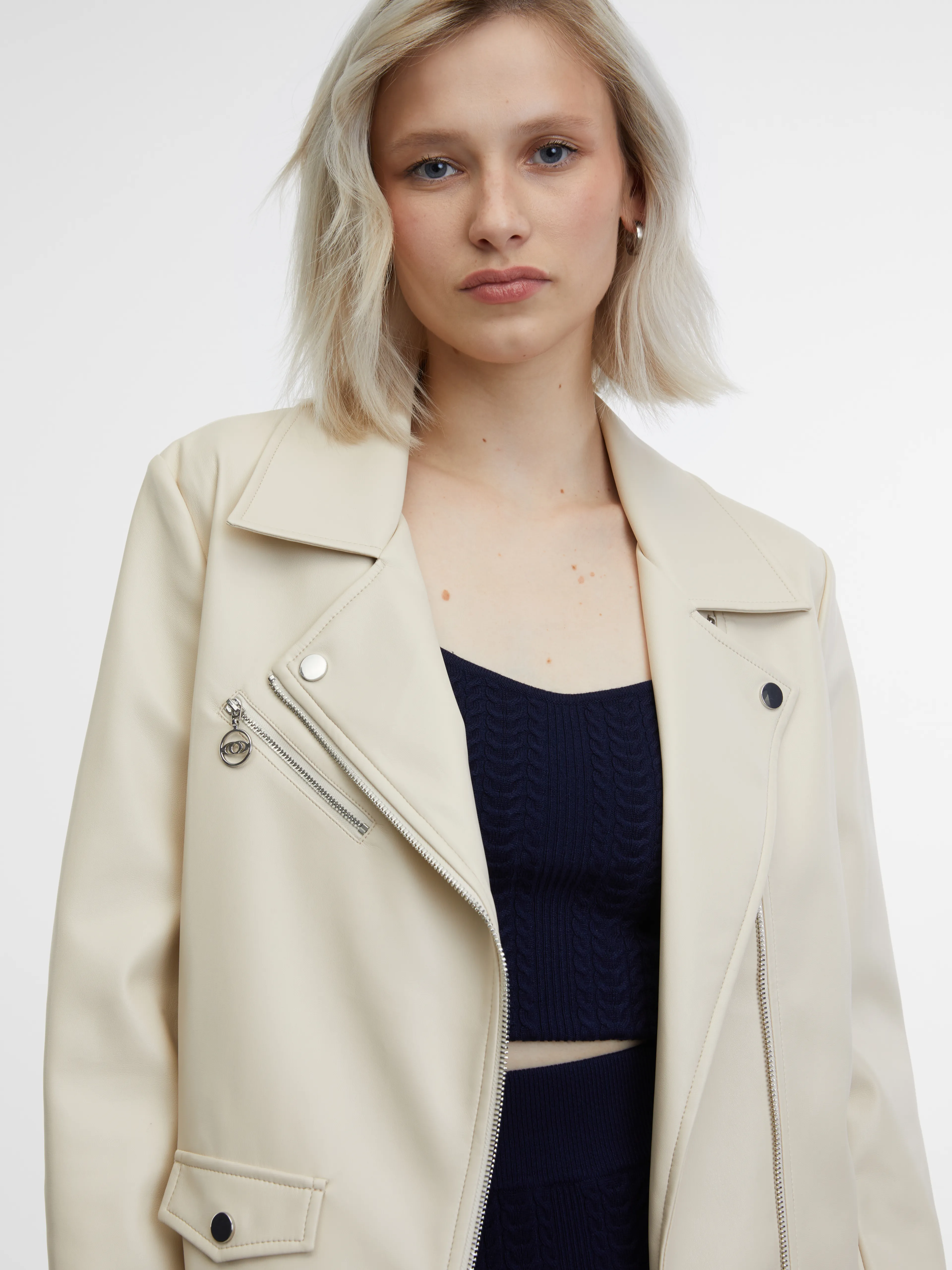 Beige Damen Lederjacke ORSAY