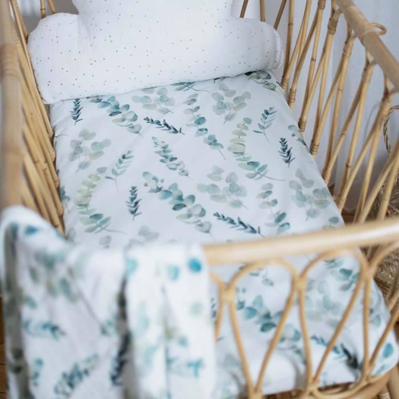 Housse de matelas à langer, Eucalyptus TU blanc