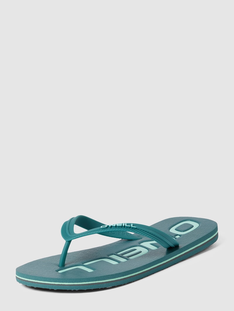 Slides mit Label-Applikation in petrol