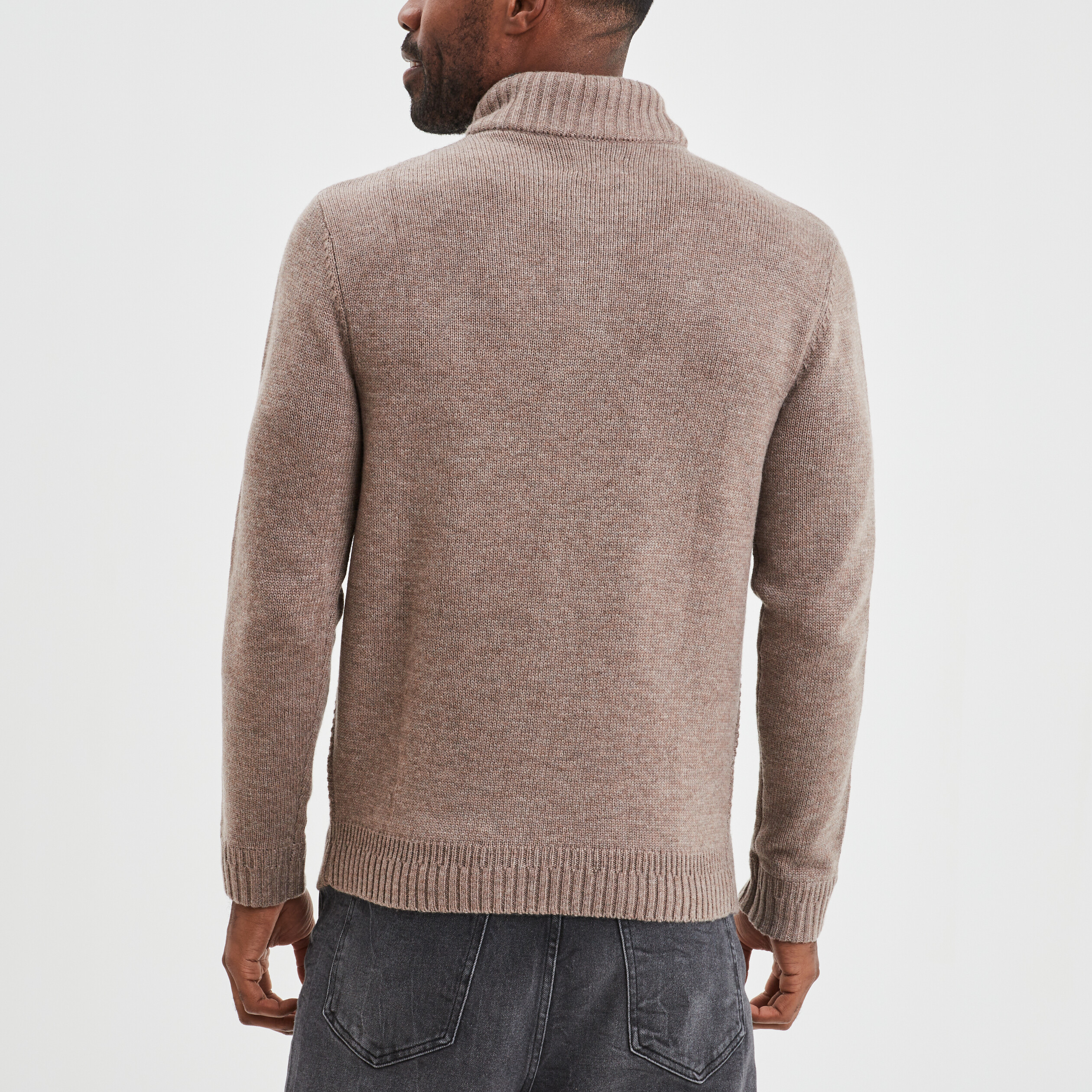 Pull camionneur boutonné taupe homme | La Halle