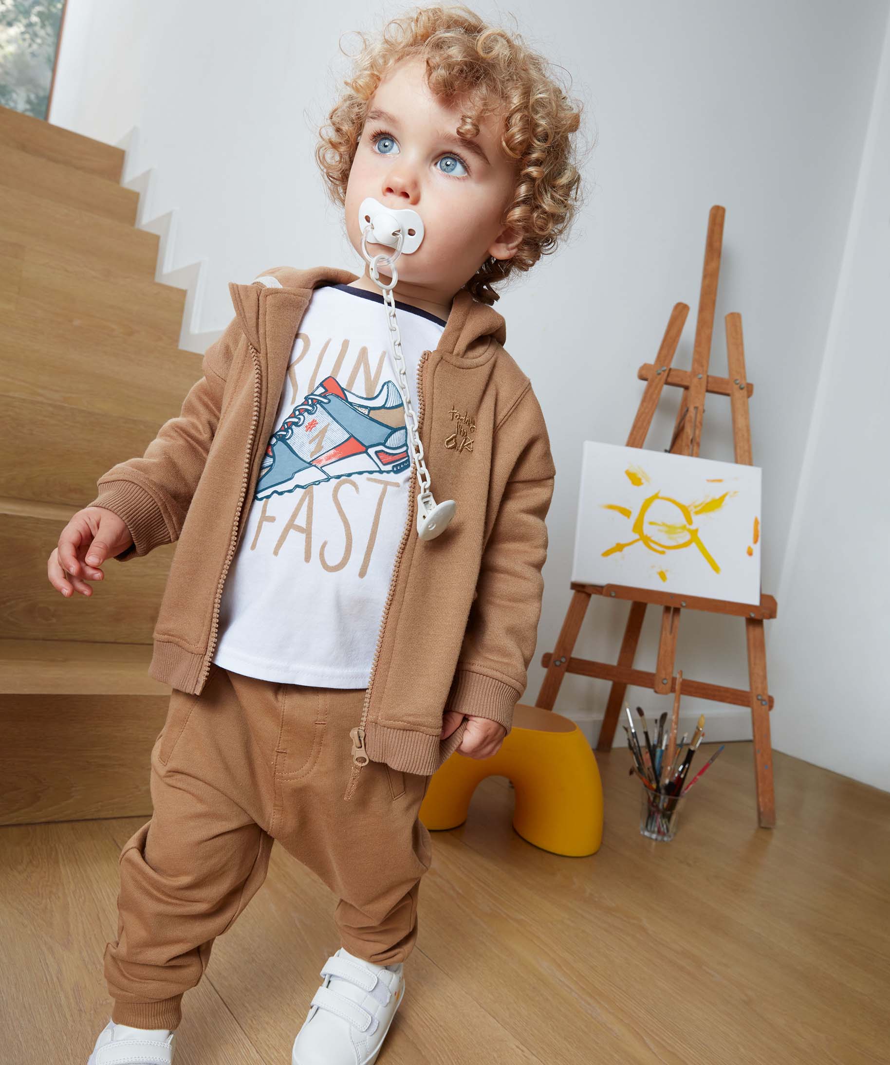 Tee-shirt bébé Garçon à manches longues contrastantes marron | GEMO