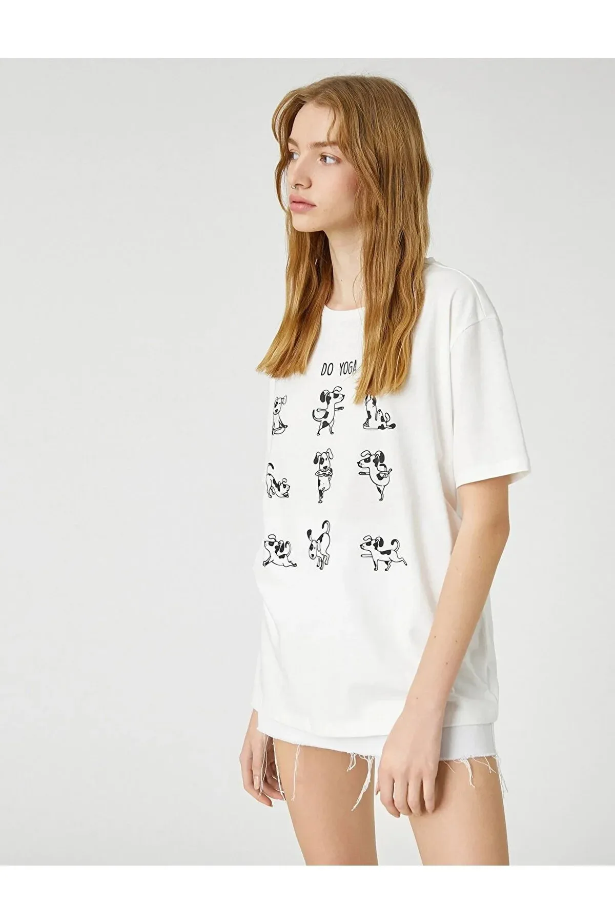 Koton  3sal10236ık 010 T-Shirt aus Baumwolljersey für junge Mädchen in Ecru
